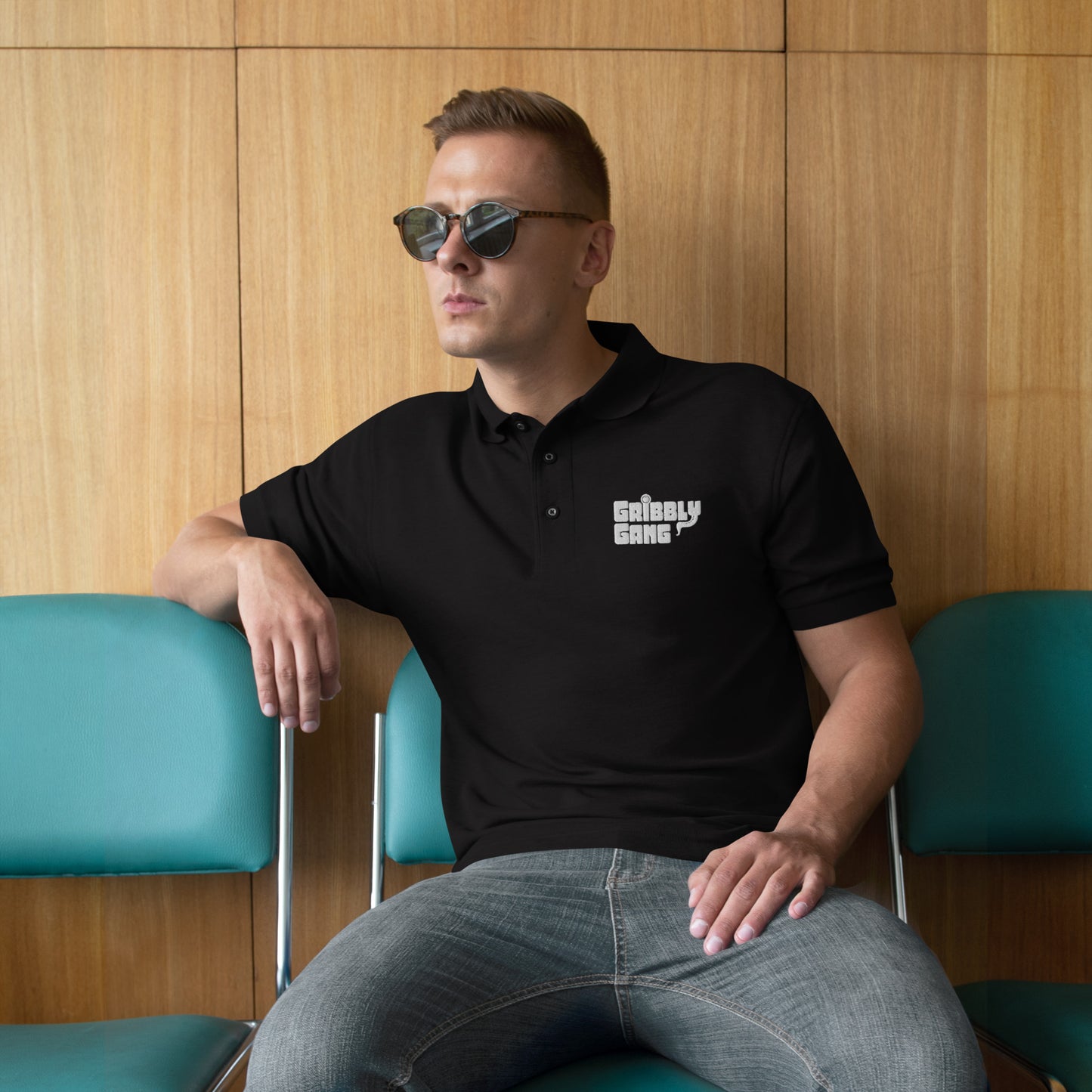 Gribbly Gang Premium Polo Text Logo